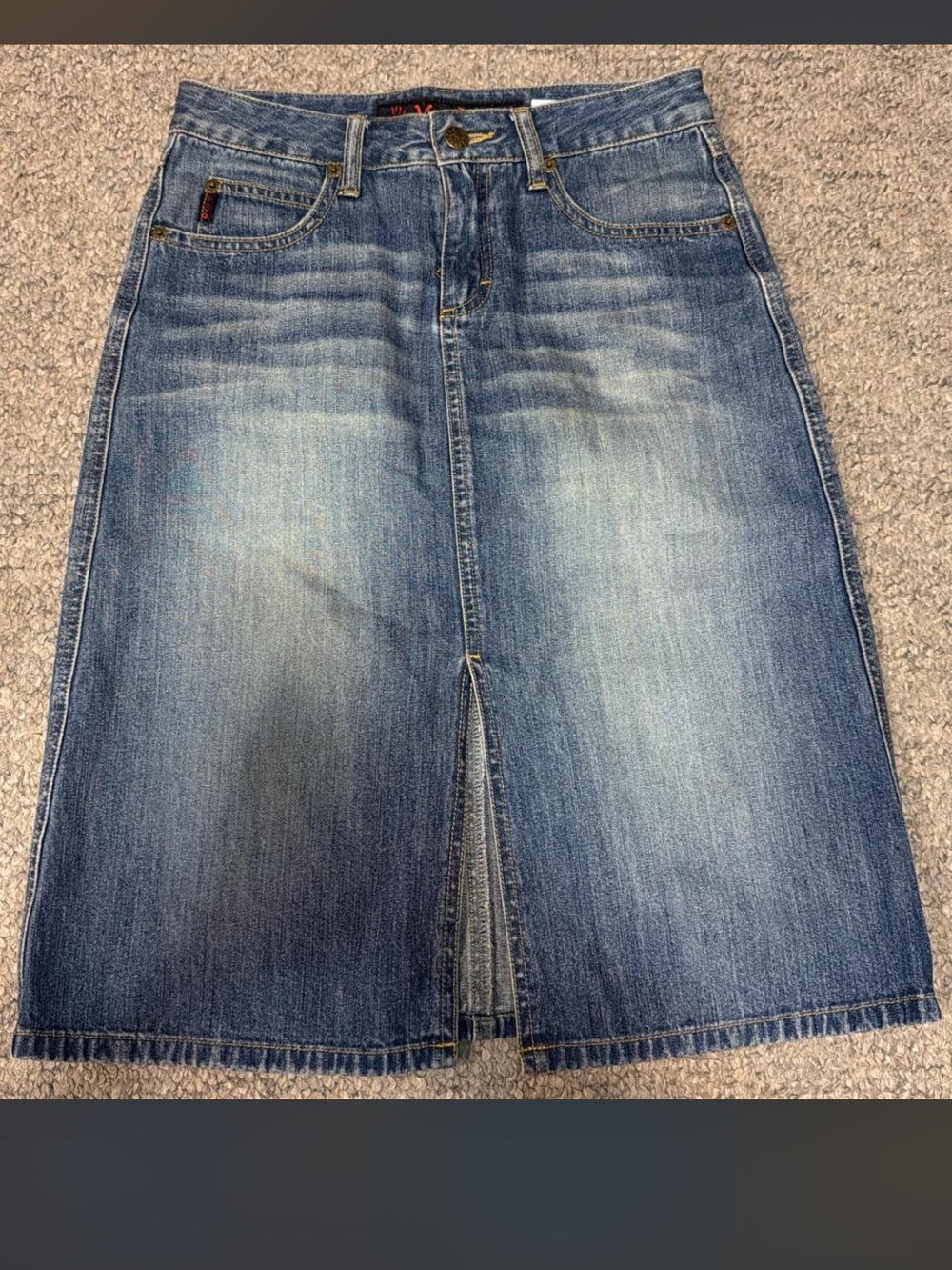 Vintage Y2K Mudd Denim Jean Midi Skirt With Front Slit 💕 Super Cute 🥰